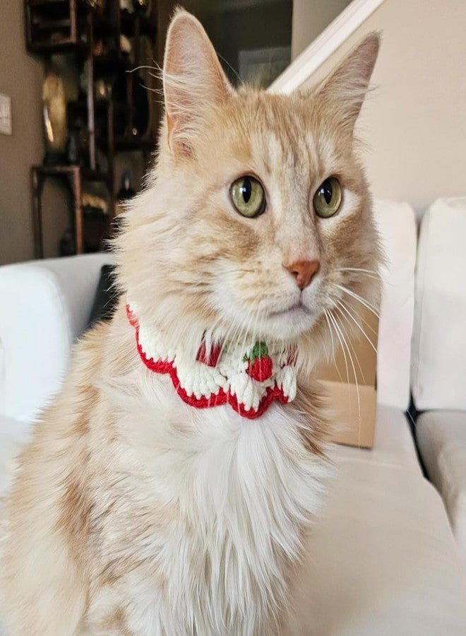 Aoeeki Cat Collar Breakaway, Kitten Collar with Cute Bow Tie Strawberry Pattern Comfortable for Kitty and Small Puppies, Bandana Fits Neck 2-3 Inches (White) - Image 4